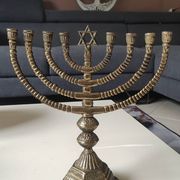 Large Menorah/Hebrew Chandelier with 8 branches. Star of David. Bronze.