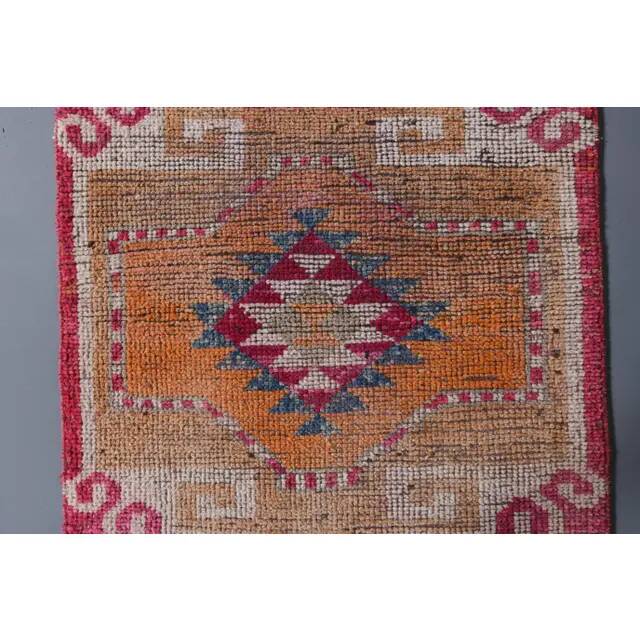 Vintage Turkish Hand-Knotted Wool Cotton Pink Runner Rug 94x358