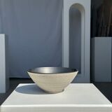 Duo of gray Indonesian ceramic bowls or salad bowls