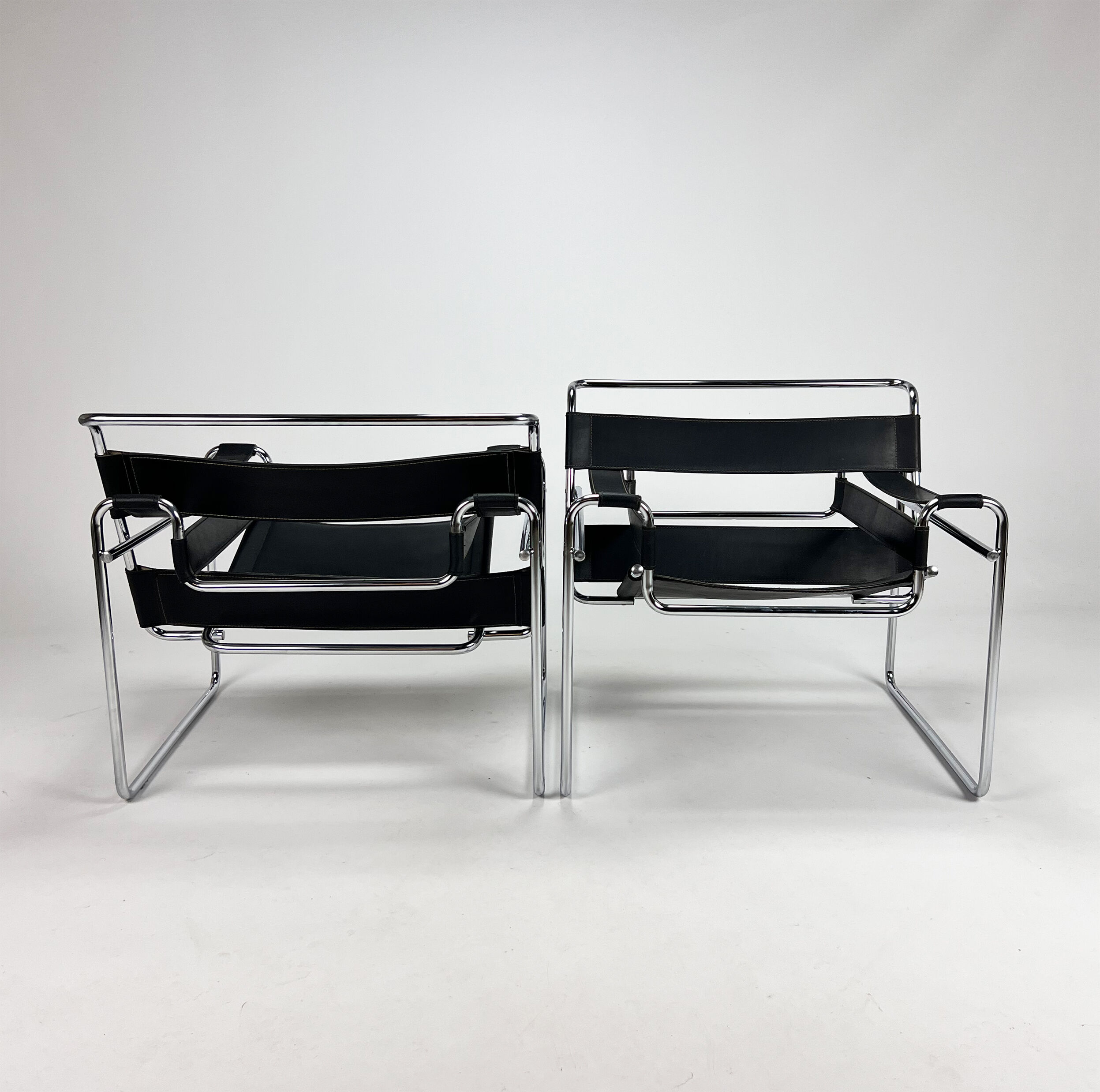 Set of 2 Wassily B3 Chairs by Marcel Breuer, 1980s
