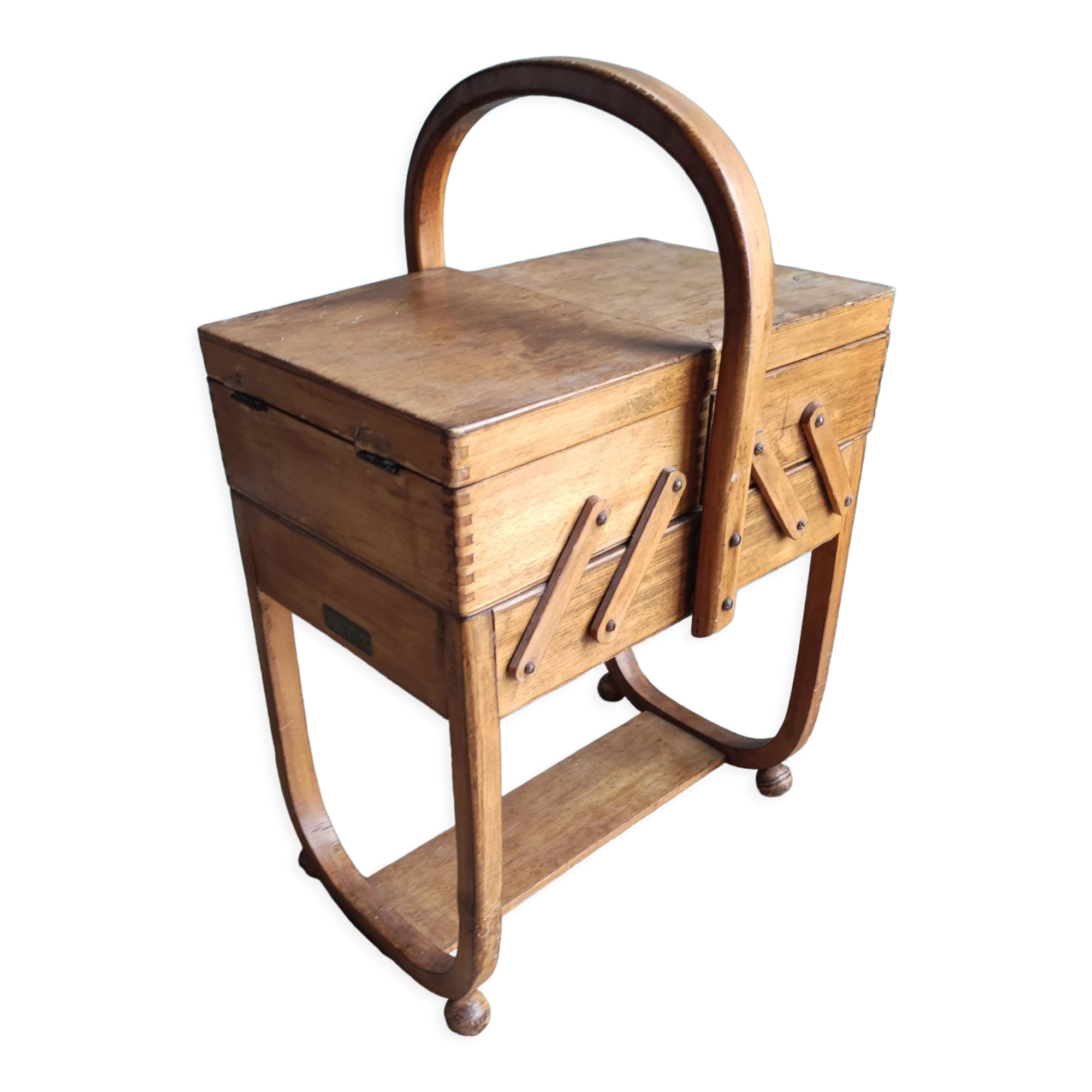 Sewing box worker wood Torck vintage art deco style