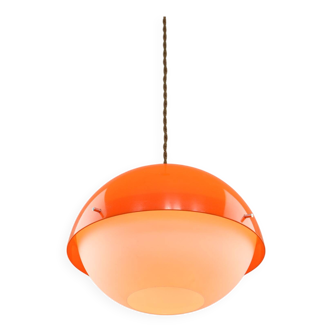 Italian Orange Acrylic Glass Pendant Lamp, 1970s