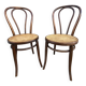 pair of Fischel Thonet Nr 18 curved wood bistro chairs