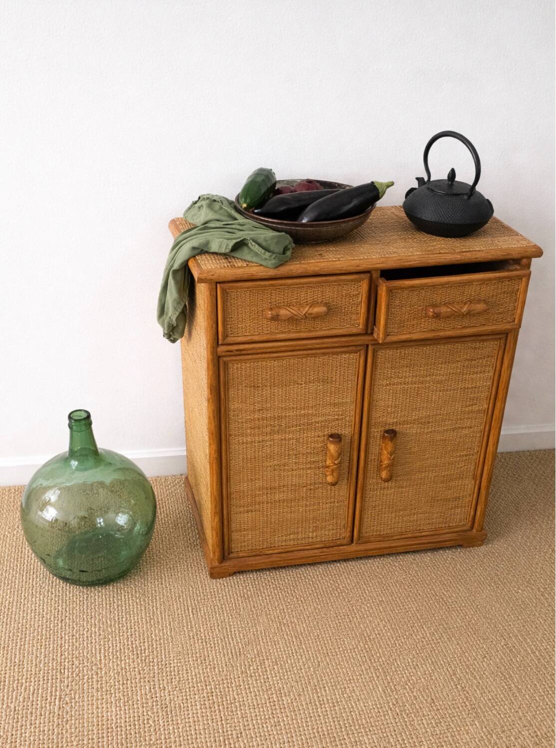 Small rattan and wicker buffet