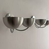 Pair of vintage double wall lights, brushed aluminum and chrome, France 1970