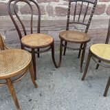 Set of 4 Mismatched wooden bistro chairs
