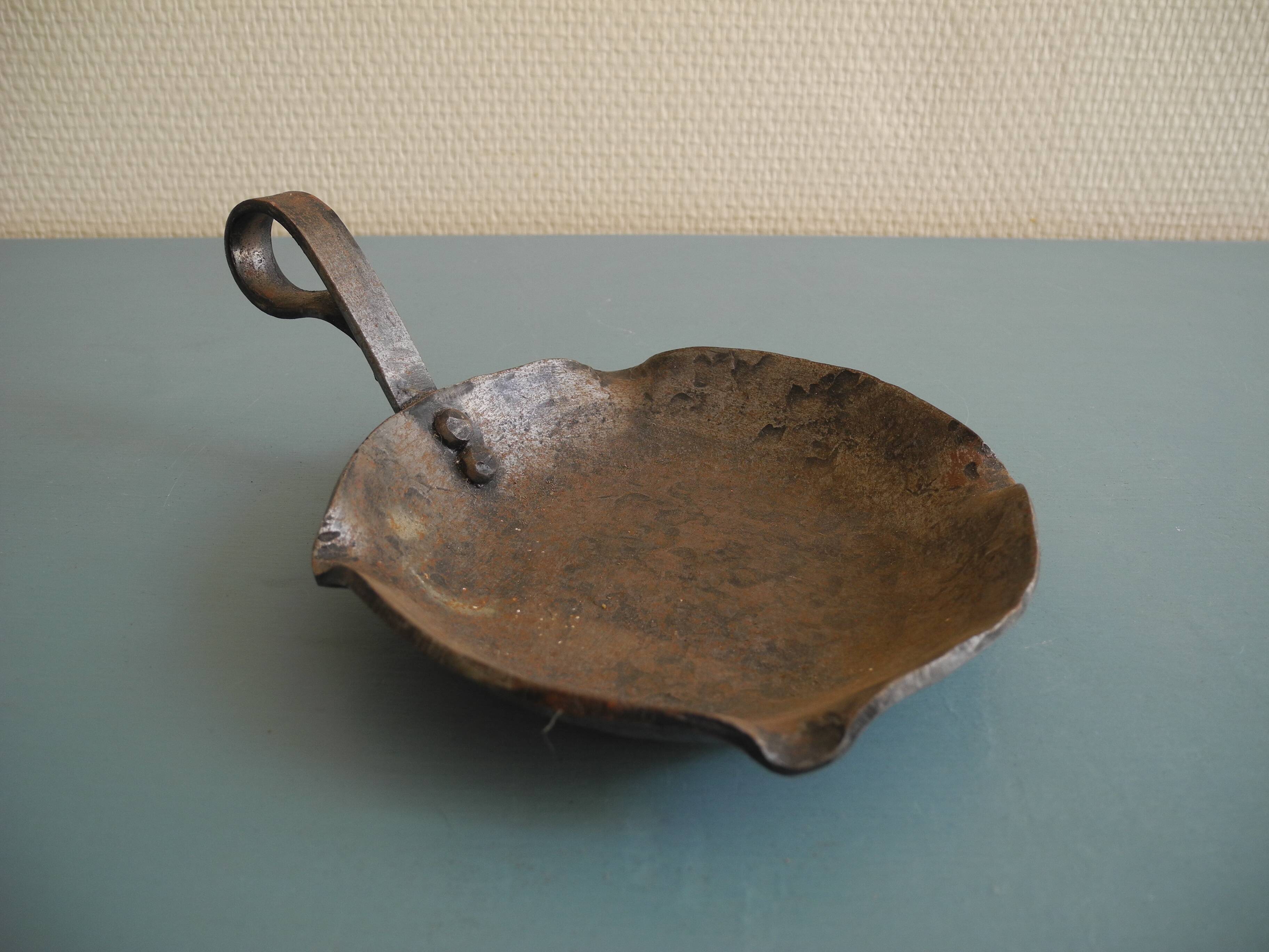 antique brutalist wrought iron ashtray, vintage decor