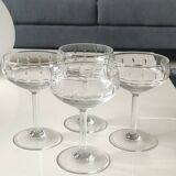 Lot of 6 x Champagne Coupes/Verreries Doyen. Art Deco. In half crystal.