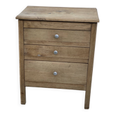 Small workshop cabinet with 3 stripped oak drawers.