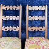 Pair of Renaissance Style Walnut Chairs with Sloping Backs