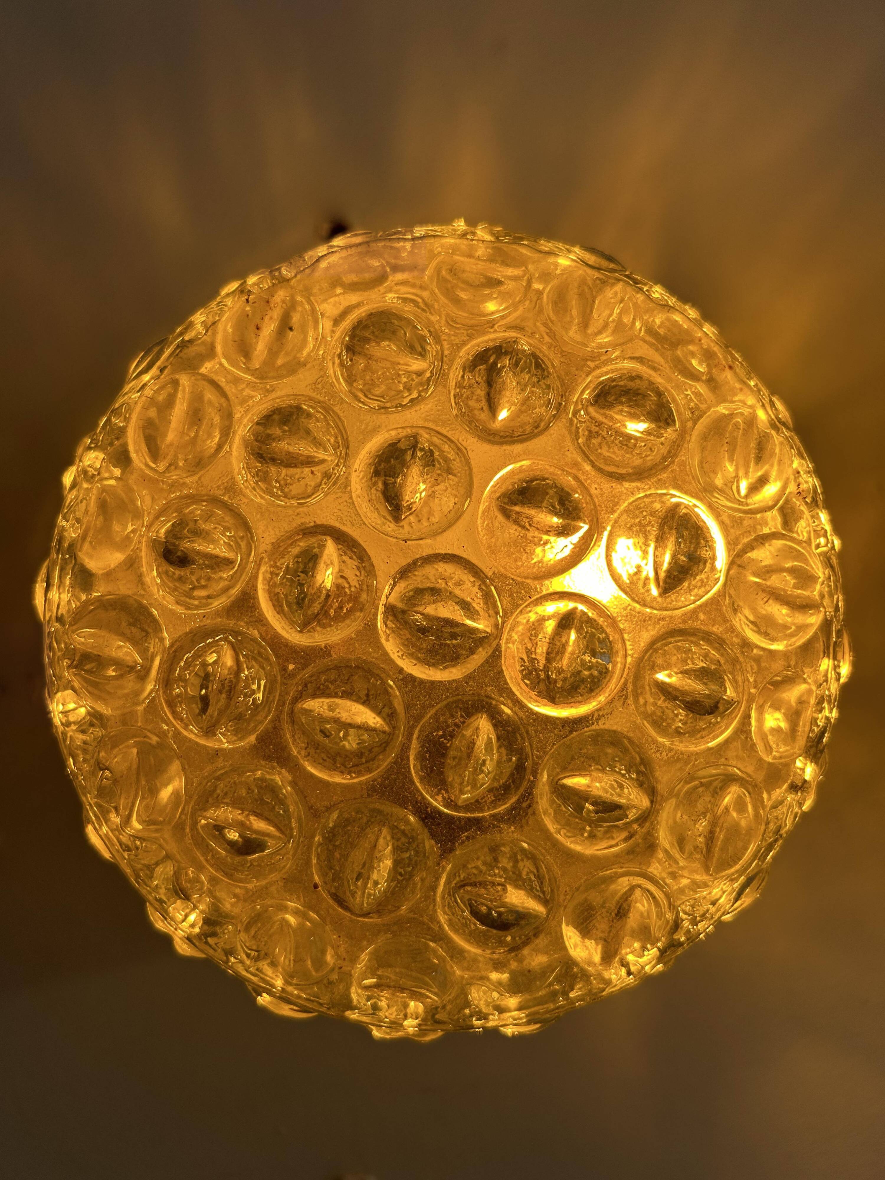 Pair of vintage wall lights, pressed molded glass, France 1960s