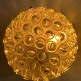 Pair of vintage wall lights, pressed molded glass, France 1960s