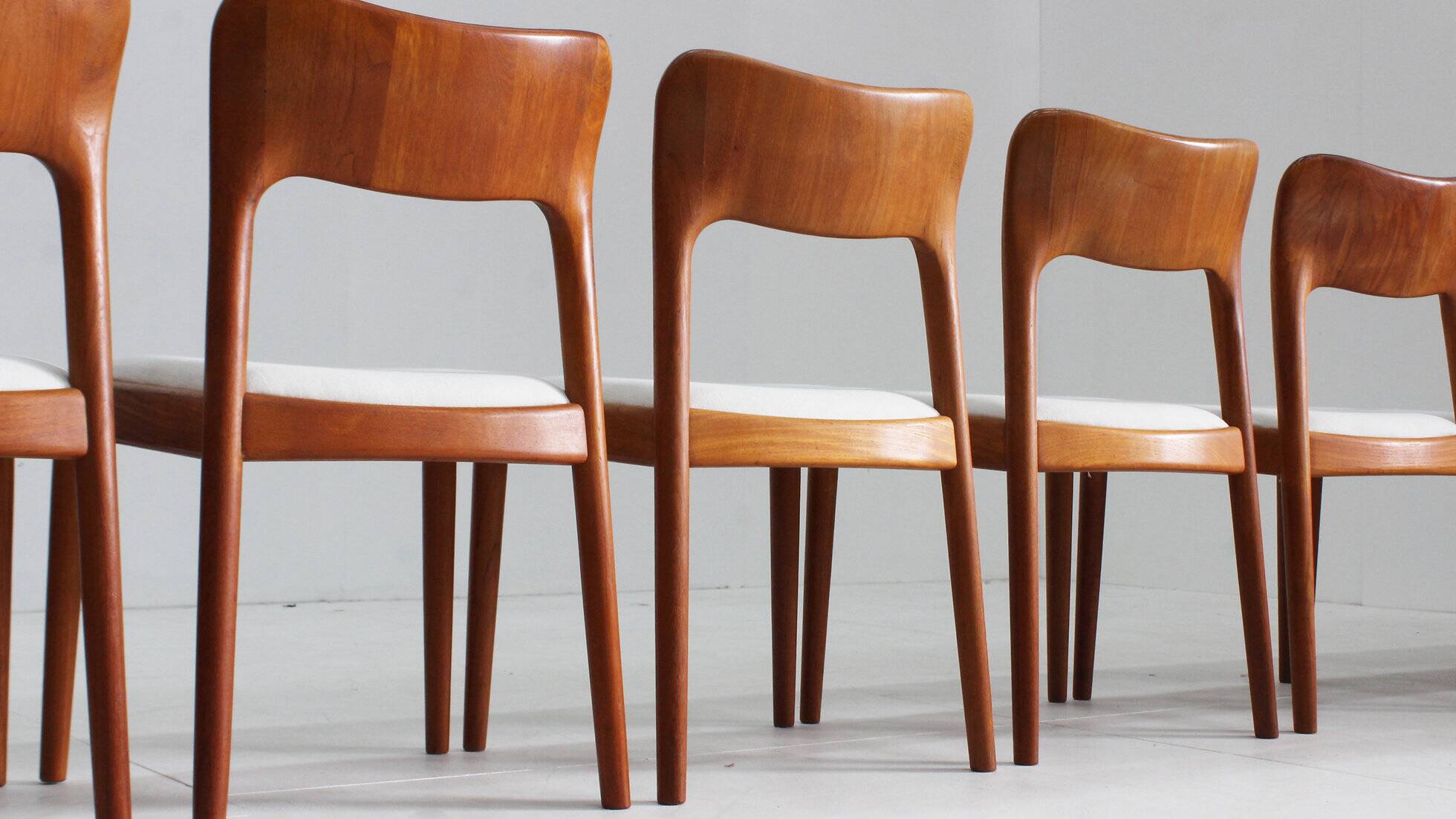 Set of 8 vintage Danish dining chairs by Niels Koefoed 1960s teak
