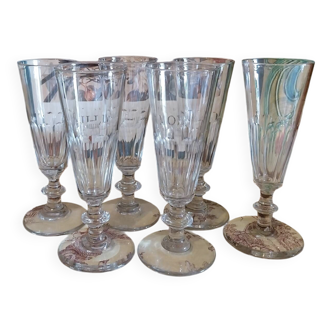 19th century crystal champagne flutes.