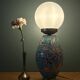 Lampe vintage en céramique et opaline blanche.