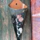 Bouquetière wall vase ceramic cone painted with flowers