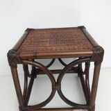 Bedside table stool in vintage cannage rattan