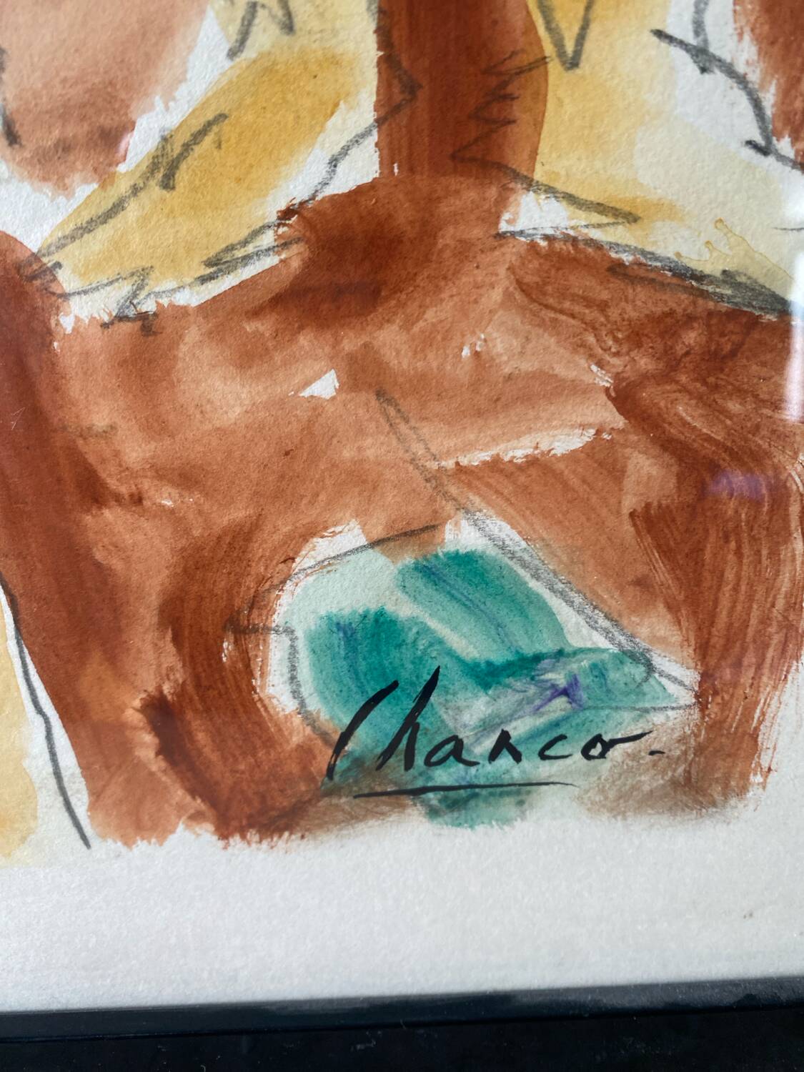 Watercolor drawing signed Chanco
