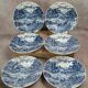 Set of 6 vintage blue Castellania deep plates.