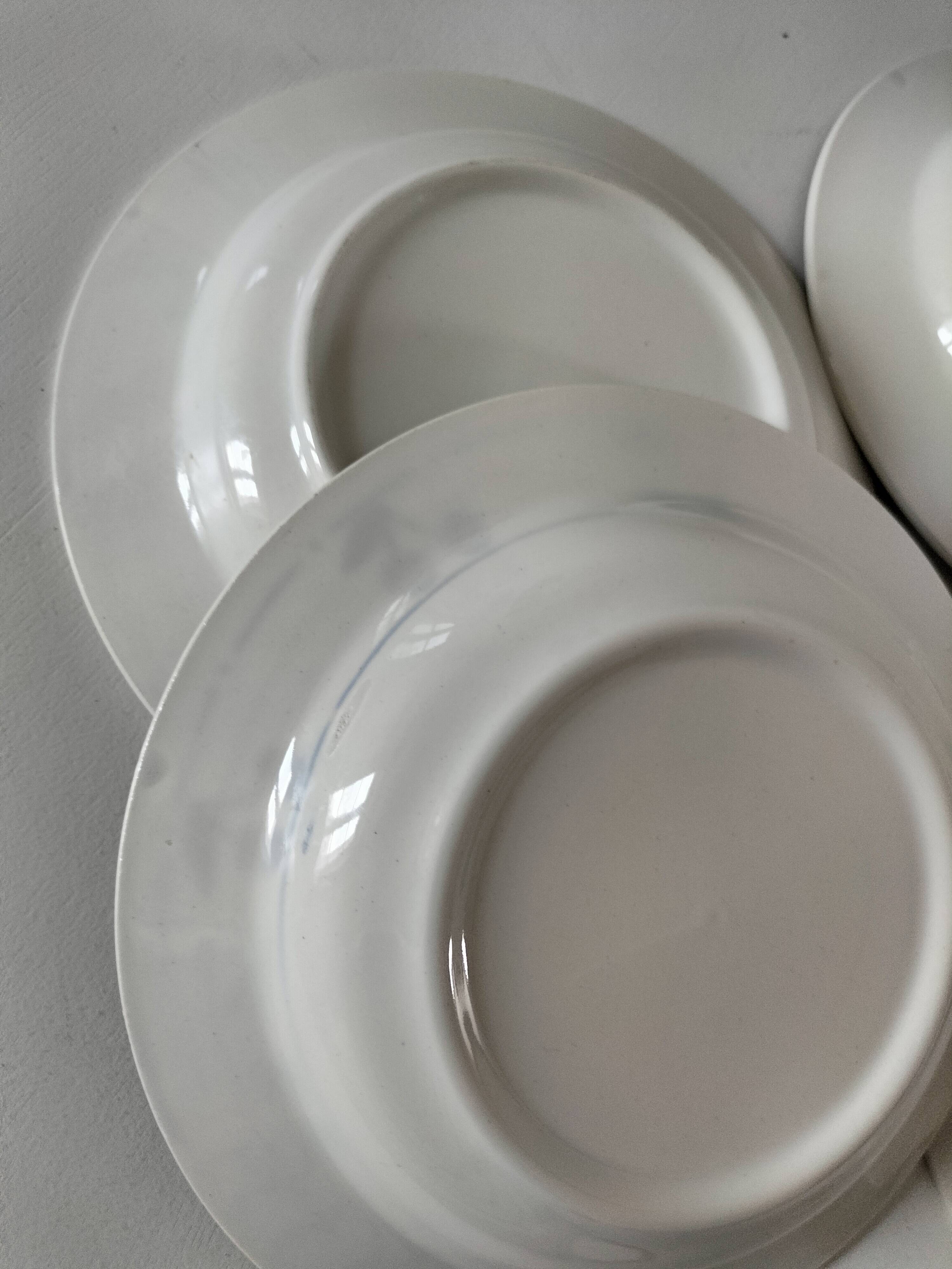 Set of 4 antique soup plates – “Blue Cherries” design – 1950s