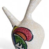Vintage Spanish Ceramic Porrón, Hand-Painted Rooster, 1960s