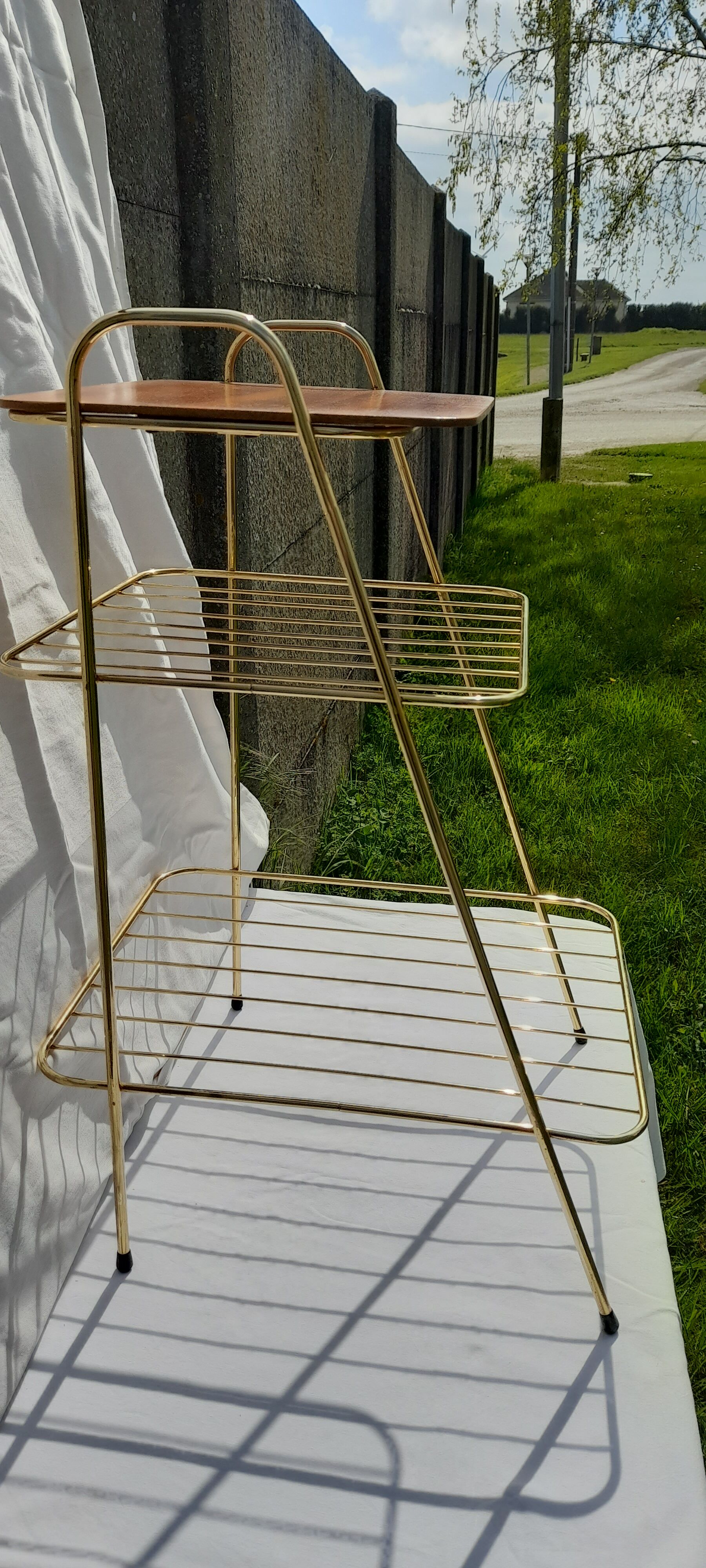Golden metal side table 60s