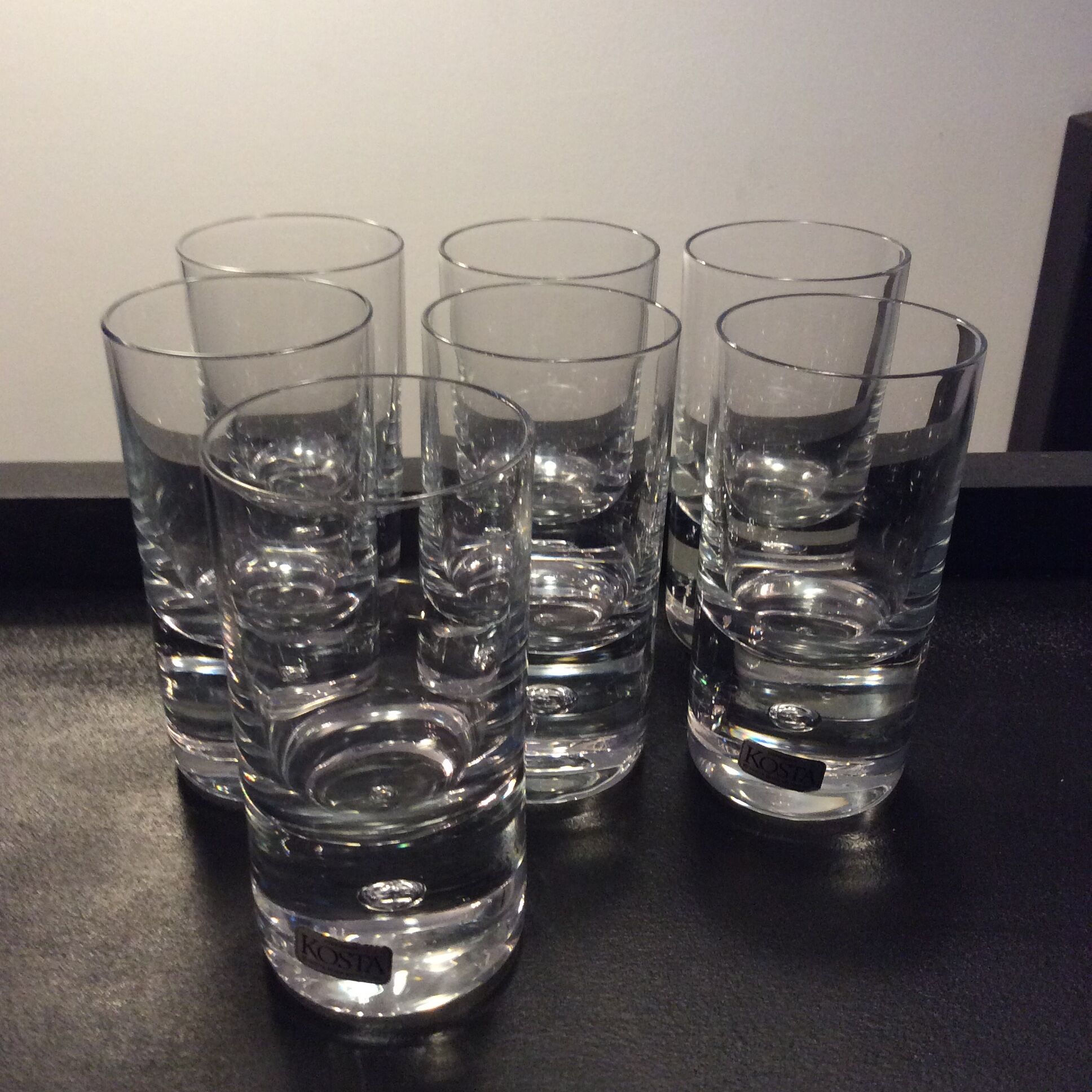 Series of 7 glasses Kosta Boda by Walter Hickman 70s