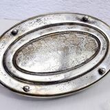 Plateau Art Deco en métal argenté avec 4 ramequins