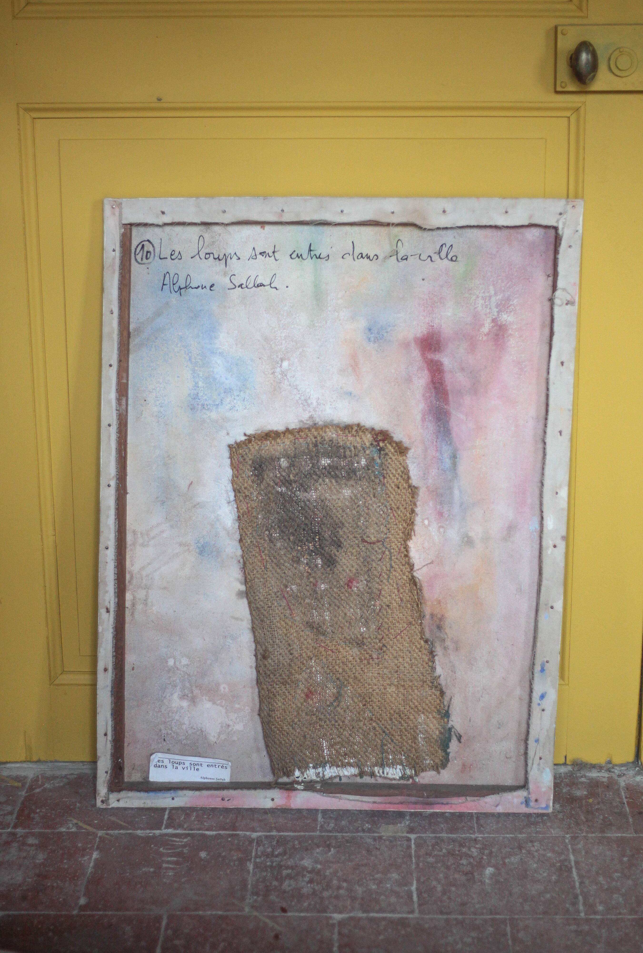 Signed table by Alphonse Sallah, The wolves have entered the city, technique