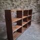 Old workshop shelf in French pine, industrial shoe cabinet, around 1900.