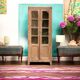 Armoire parisienne vitrée en bois brut, 1940
