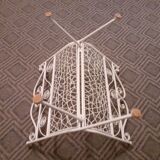Metal magazine rack, Vintage forged iron magazine rack, folding ornament magazine rack