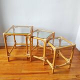 Vintage nesting table in light rattan