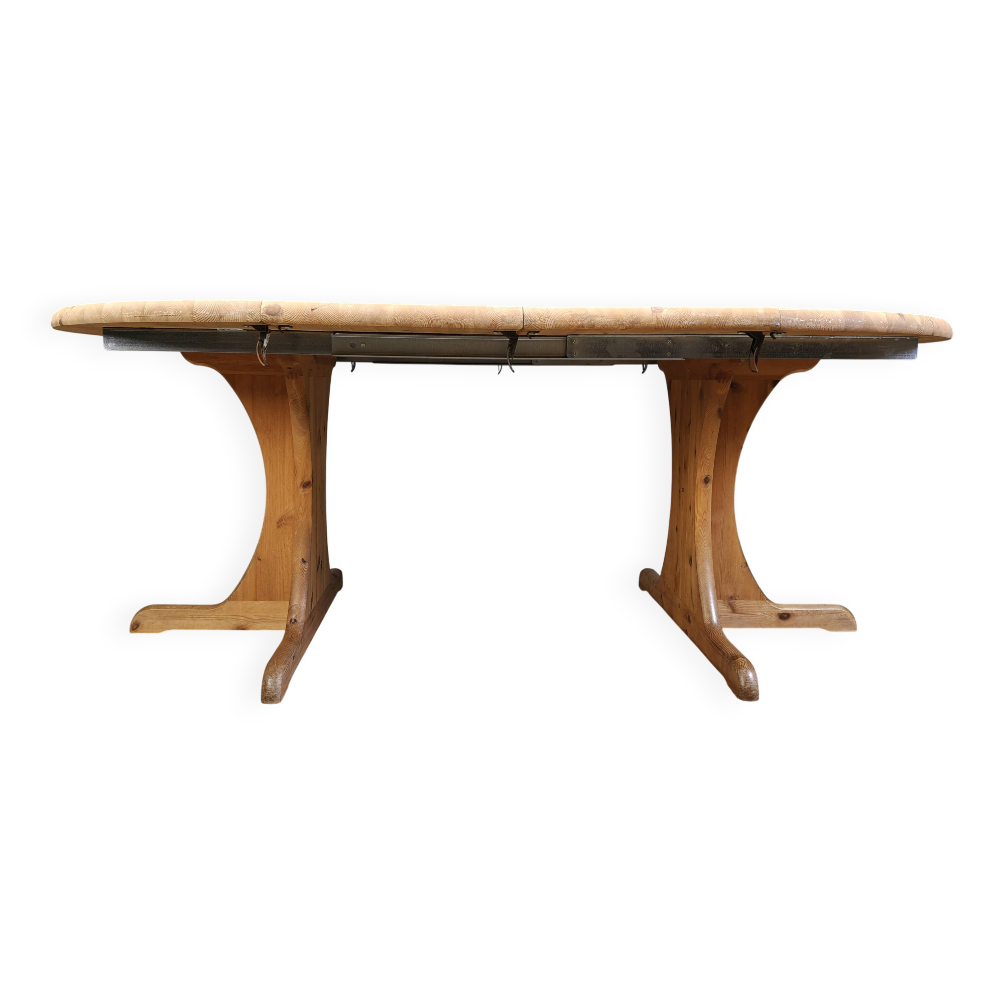 Table de salle à manger extensible XL en pin, style Rainer Daumiller, années 1970