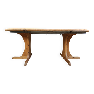 Table de salle à manger extensible XL en pin, style Rainer Daumiller, années 1970