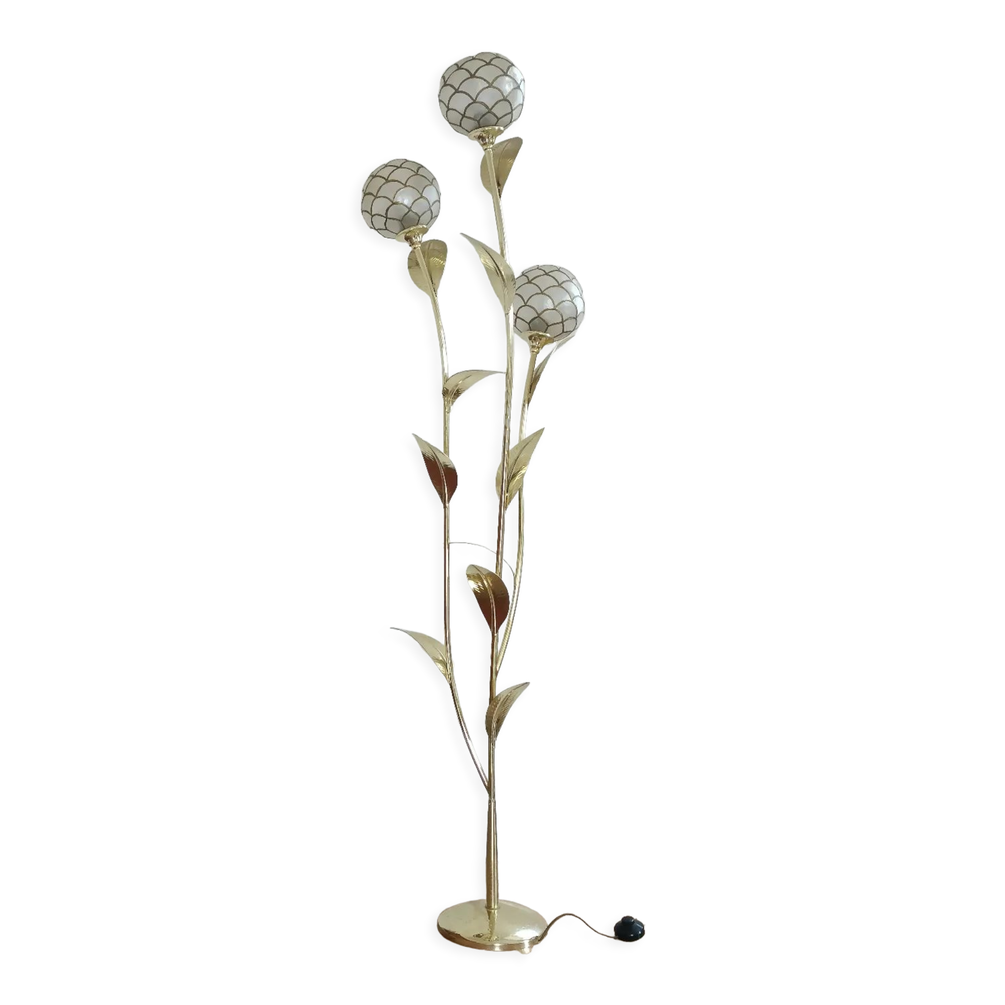 Mother-of-pearl flower floor lamp from the 70s