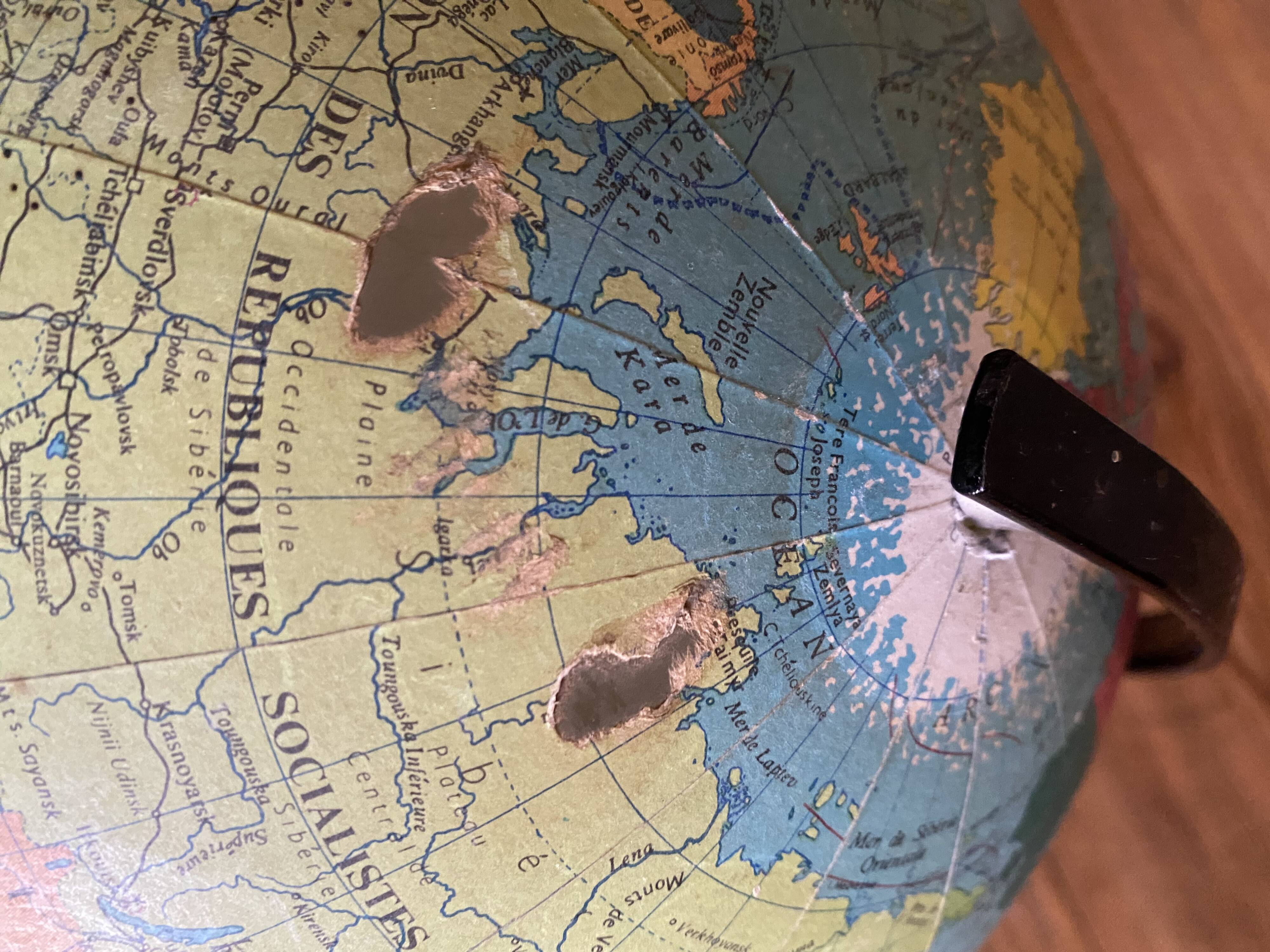 Mappemonde lampe, globe terrestre vintage
