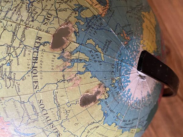 Mappemonde lampe, globe terrestre vintage