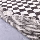 9x11 Brown & White Checkered Moroccan Rug, 269x349Cm