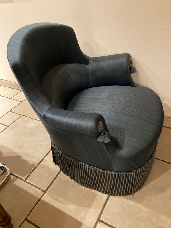 Fauteuil crapaud bleu