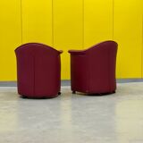 Fauteuil à roulettes en cuir rouge, maison de sede. (prix pour un)