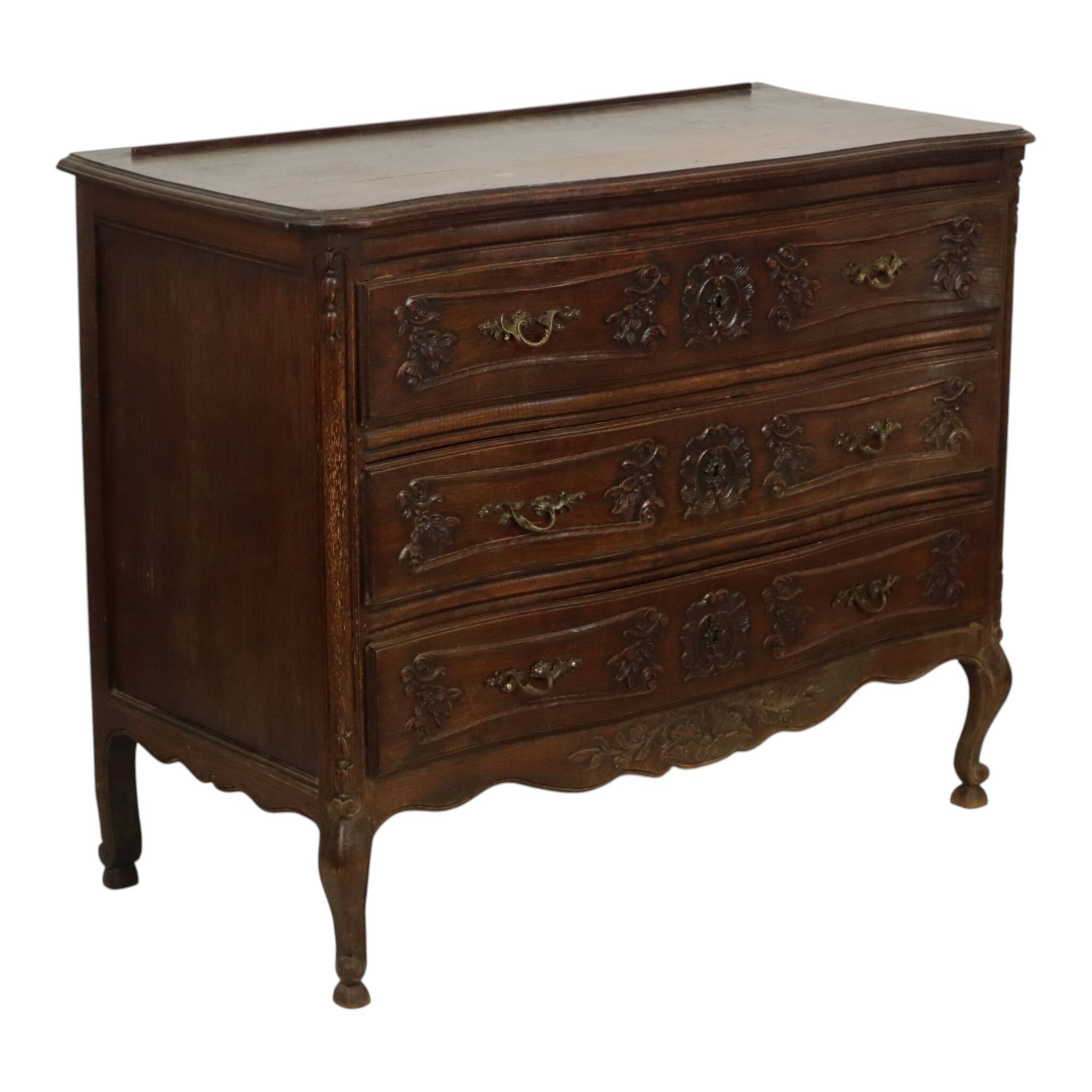 Commode en chêne massif antique France 19e siècle