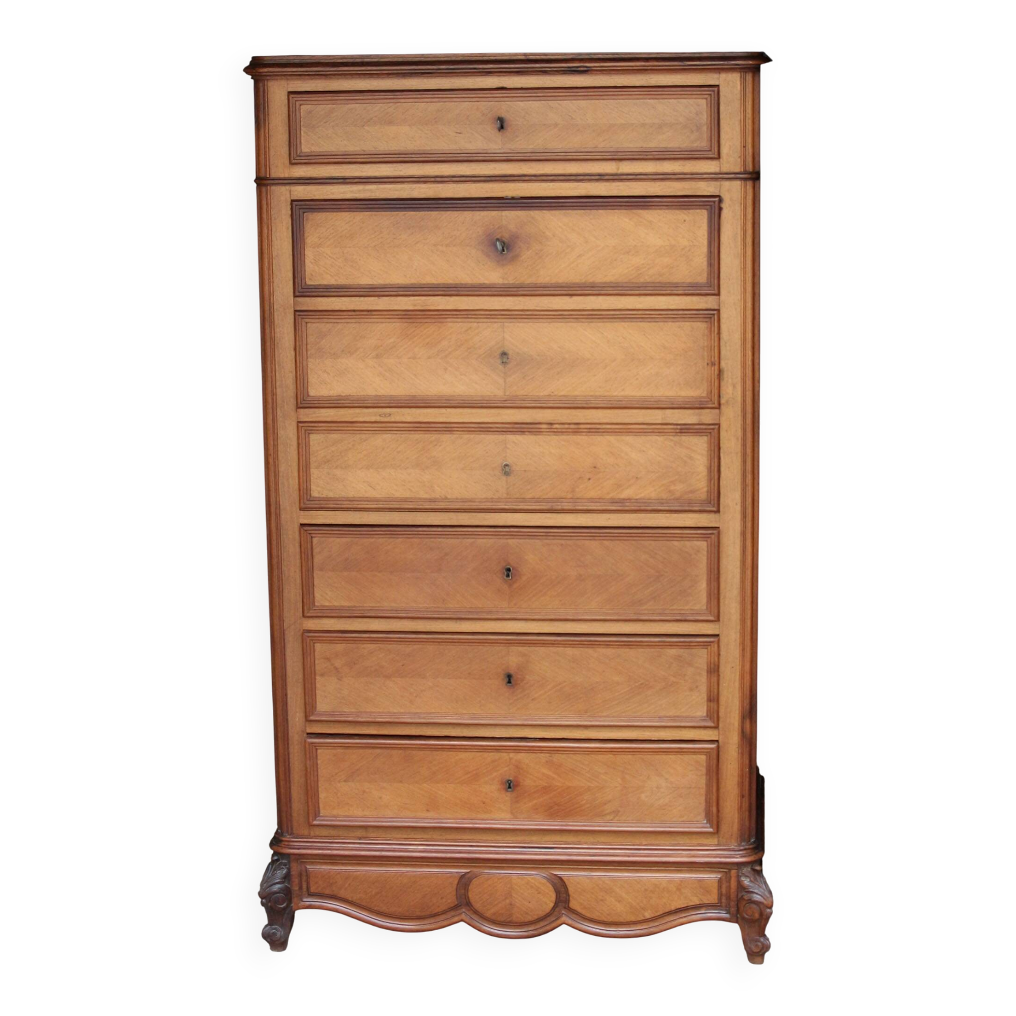 Magnificent 19th century secretary in walnut veneer.