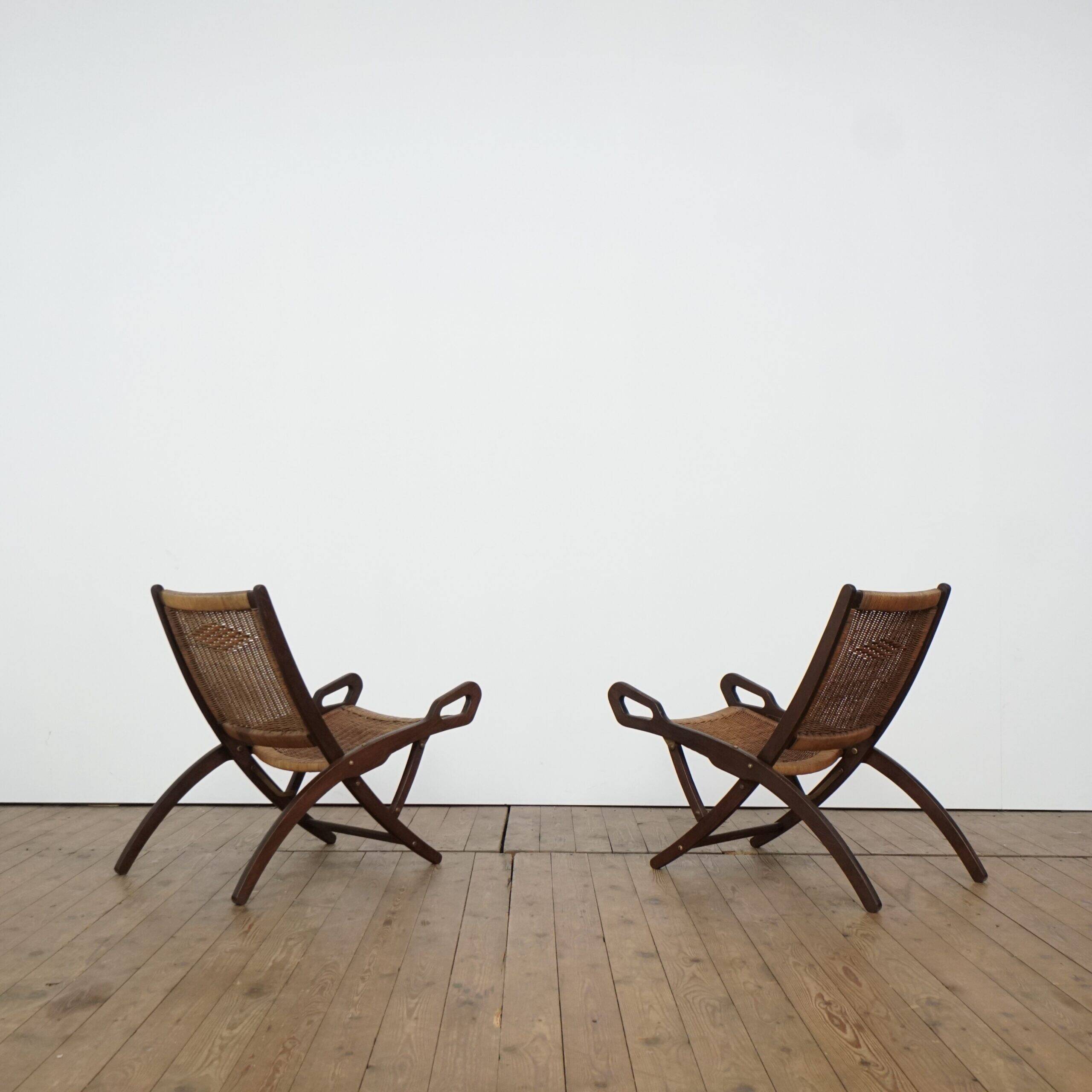 Set of two Gio Ponti “Ninfea” folding armchairs for Fratelli