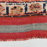 Tapis de couloir vintage à motifs géométriques rouge et orange, 102 x 332 cm