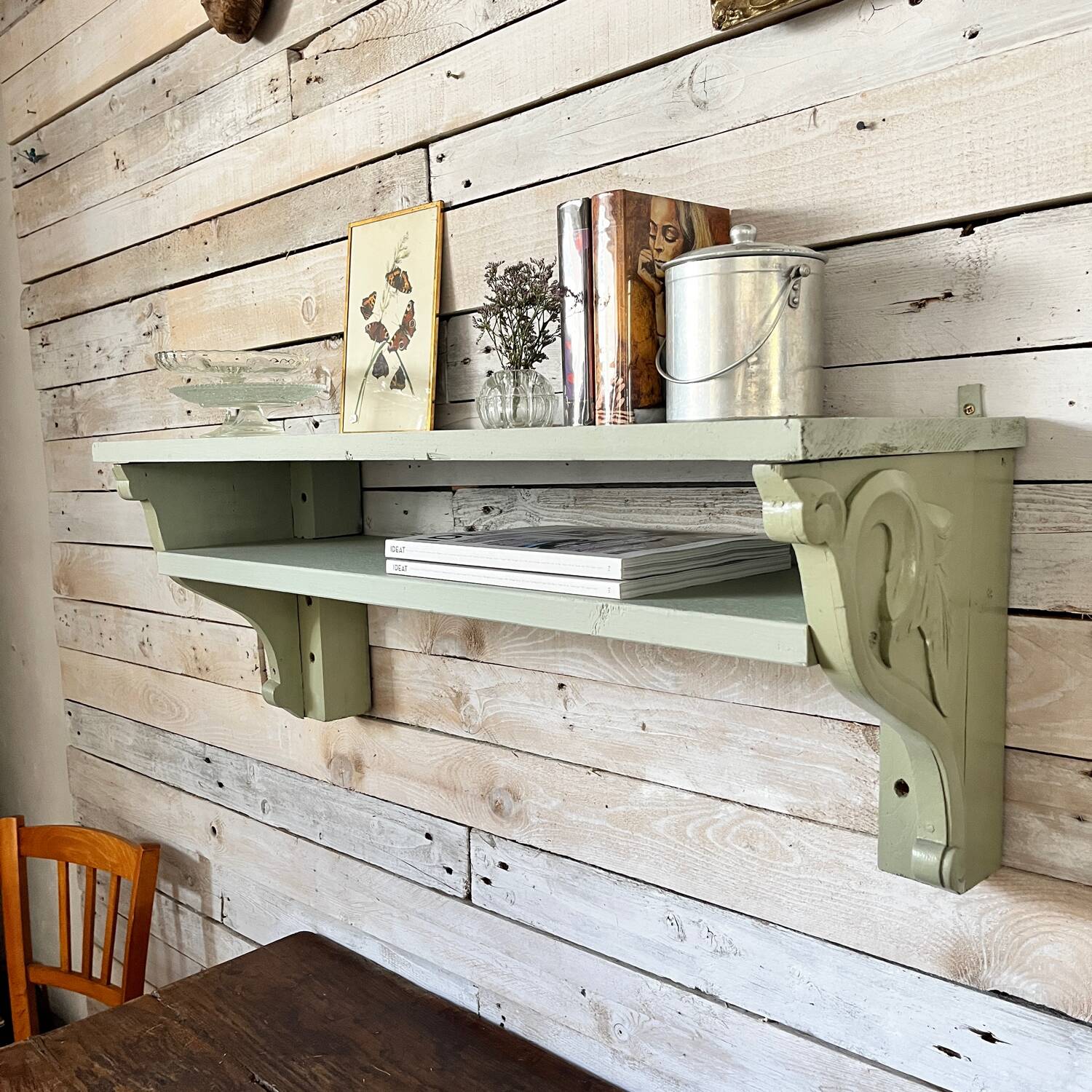 Celadon solid wood shelf