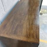 Vintage wooden compartment cabinet with rolling shutter