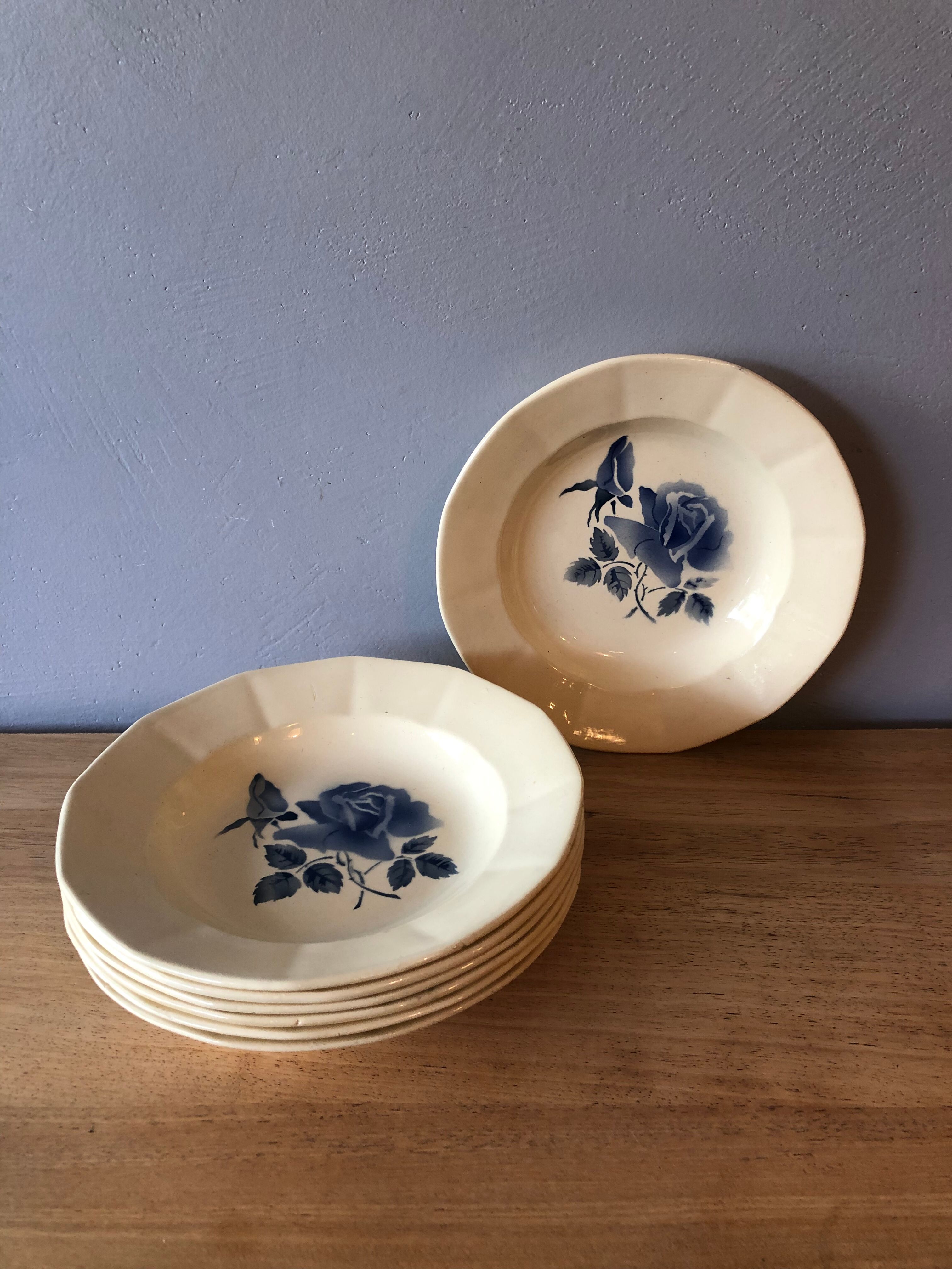 6 assiettes creuses en faïence Digoin Sarreguemines