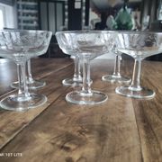 Set of 6 champagne glasses in antique chiseled epi glass