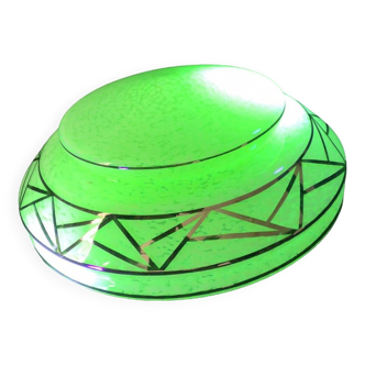 Lustre Plafonnier Verre Clichy vert en Ouraline